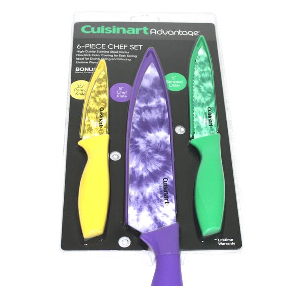Cuisinart Tie Dye Print 6-Pc. Chef Cutlery Set NWT - Picture 2 of 3